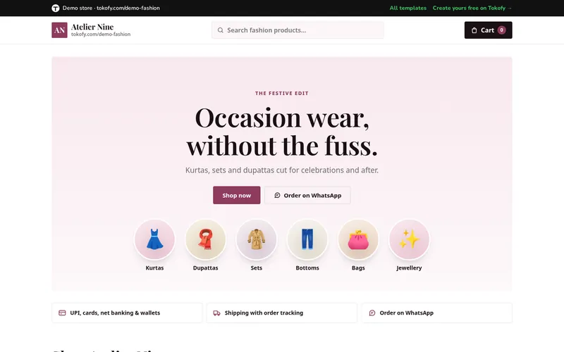 Preview of the Fashion template: Atelier Nine demo store