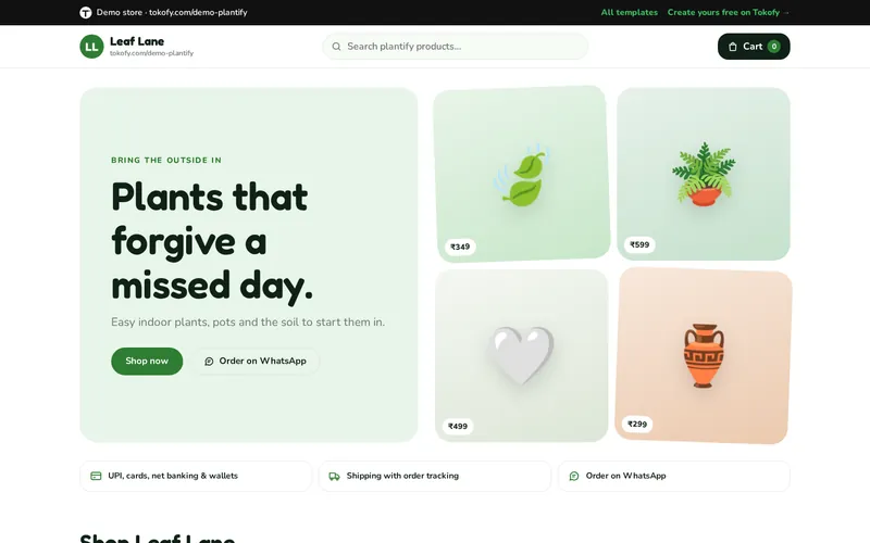 Preview of the Plantify template: Leaf Lane demo store